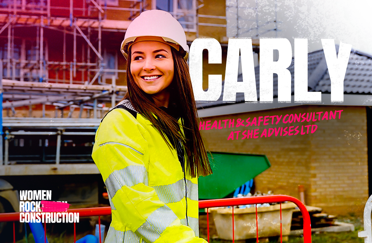 Woman smiling on building site