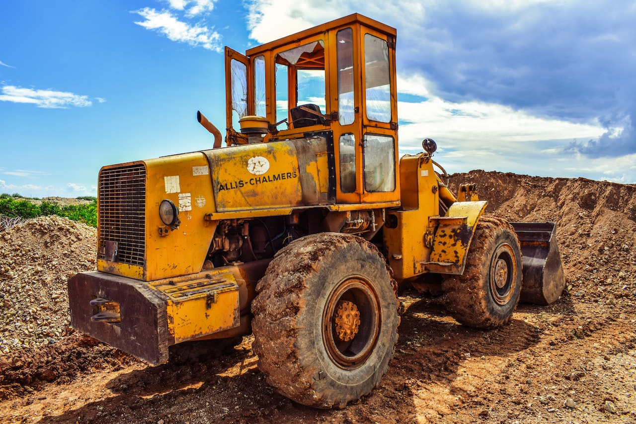 Yellow front loader