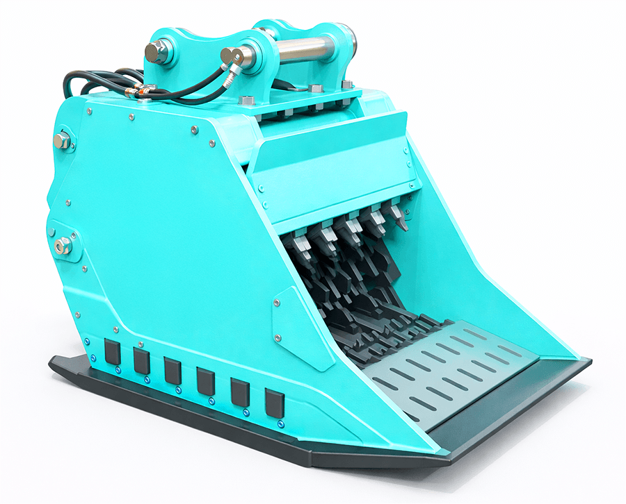 Crushing buckets attachment in blue