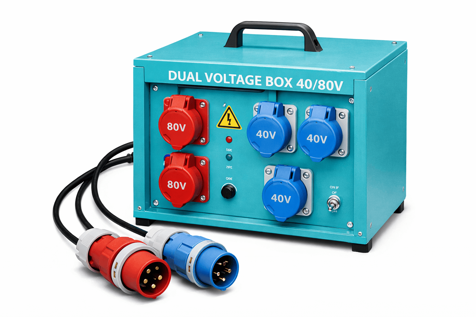 Dual voltage box in blue