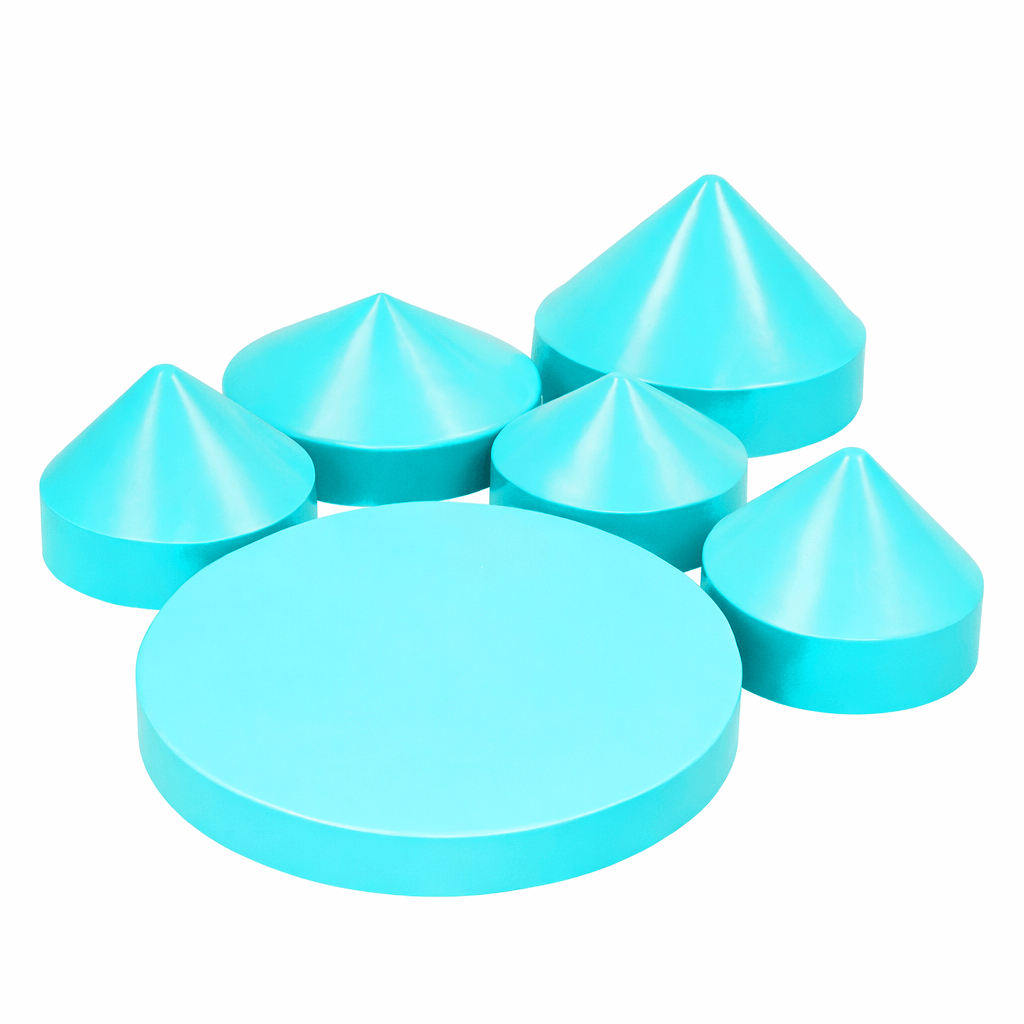 Piling caps in blue