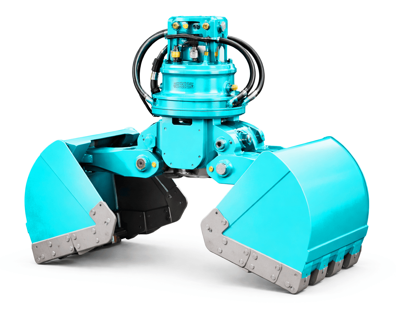 Rotating clam shell attachment in blue
